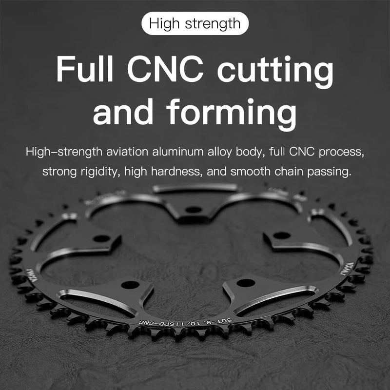 YBEKI 110BCD Chainring - CNC Machined 7075-T6 Aluminum Narrow-Wide Chainwheel for Road Bikes (36-58T Options) | 8-12 Speed Compatible | Ultra-Lightweight | Anti-Drop Design ﻿ (Black/Red) - Image 3